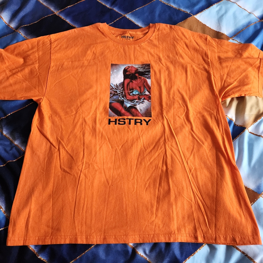 Nas Hstry Size Xxl Orange Graphic Men's Shirt